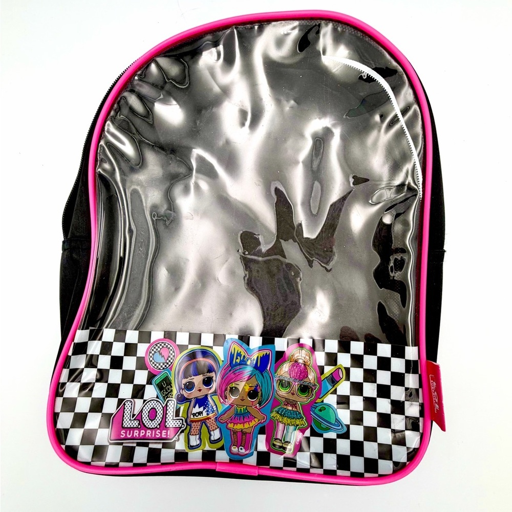 L.O.L. Surprise! Checkered/transparent Kids Backpack - with Black & Pink accents